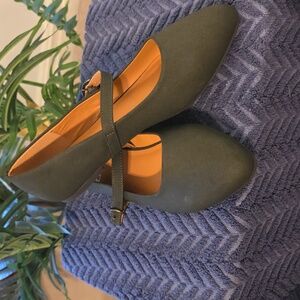 White Mountain Dark Green Mary Jane Flats